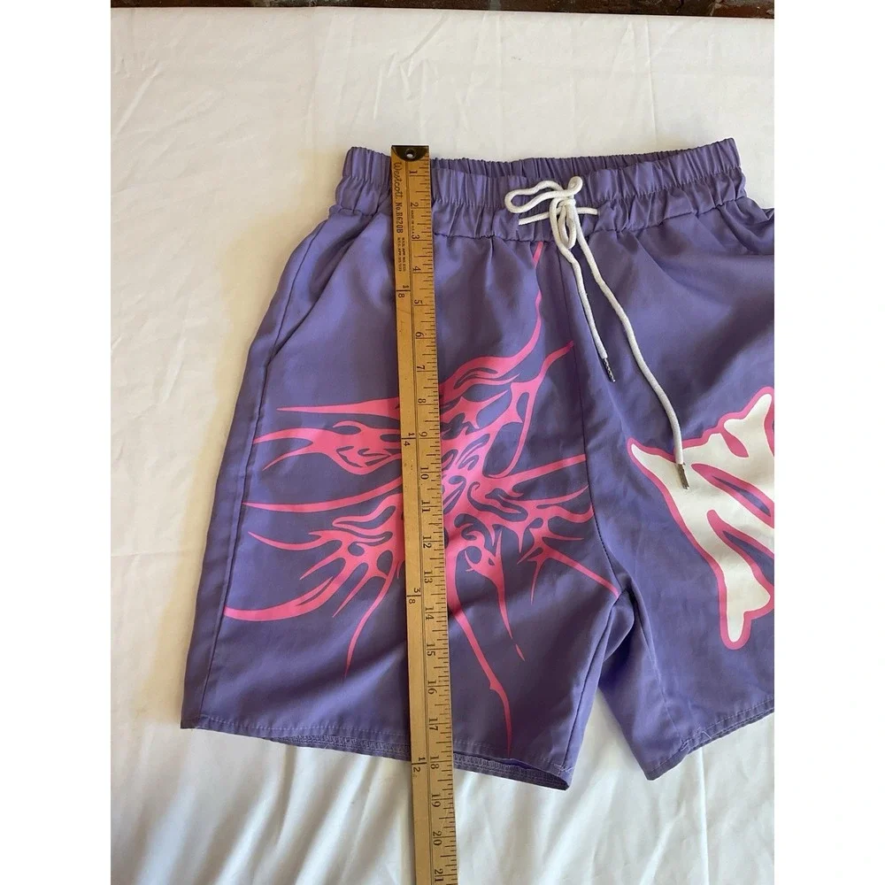 ROMWE Prep Guys Pink, White & Blue Drawstring Shorts (S)